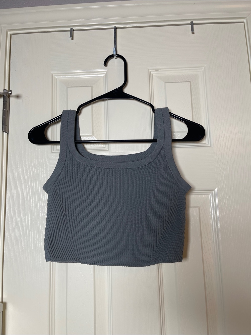 Cuts Clothing Charcoal Gray Ribbed Square-Neck Crop Top